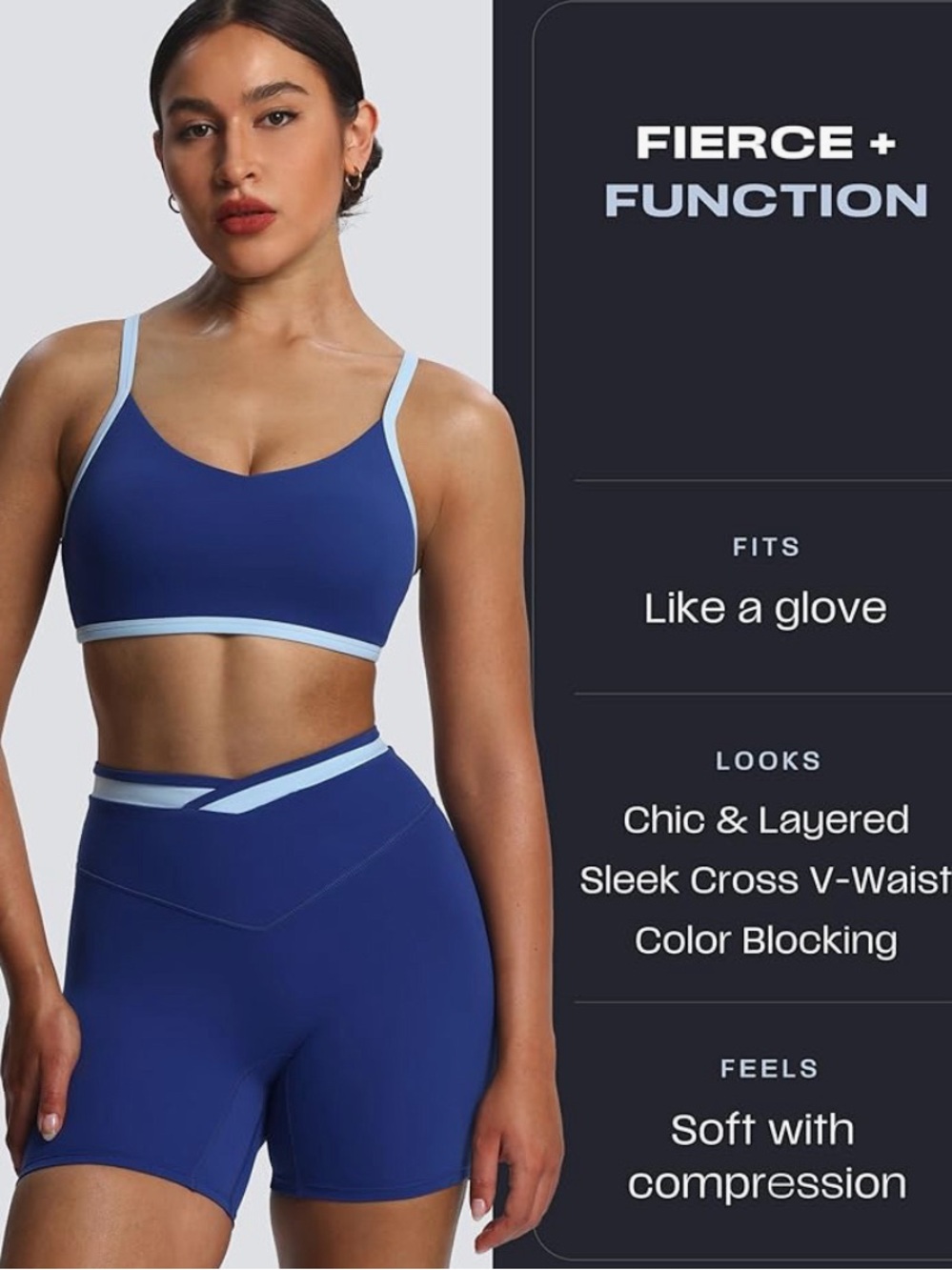 Aoxjox Velma Cross Waist Biker Scrunch Shorts Blue Small Gym Workout Amazon - Picture 6 of 8